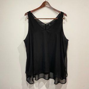 Lane Bryant Black Sheer Layered V-Neck Sleeveless Top Size 22 Petite